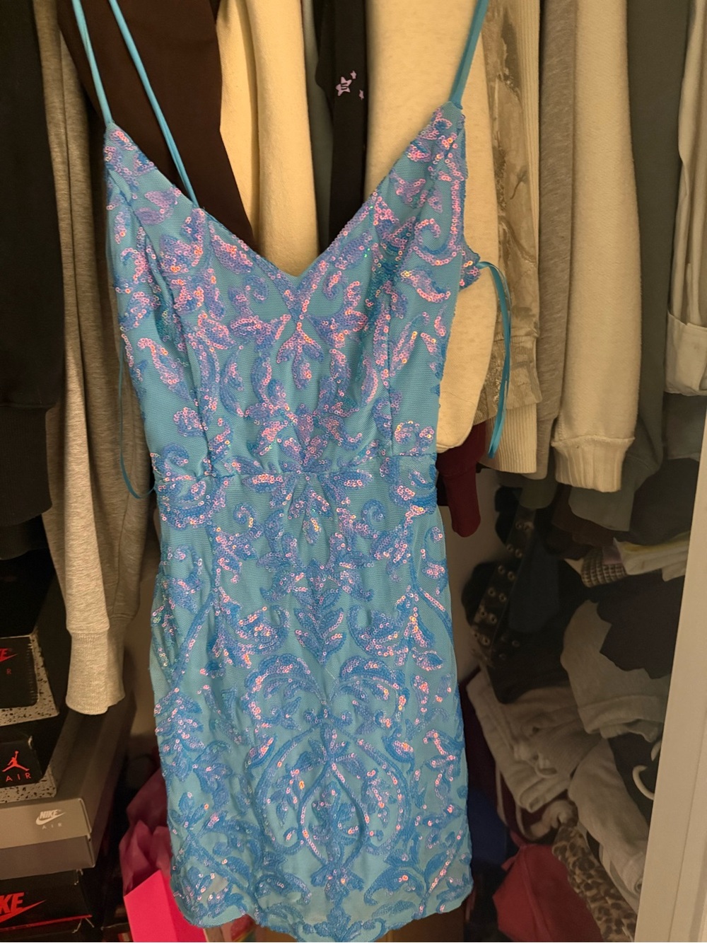 Windsor Turquoise Sequin Embellished Dress